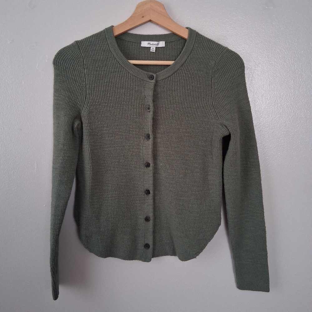Madewell Green Cardigan Cotton & Poly Mix